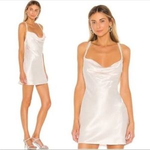 lovers and friends boa satin pearl strap mini dress champagne color size XS